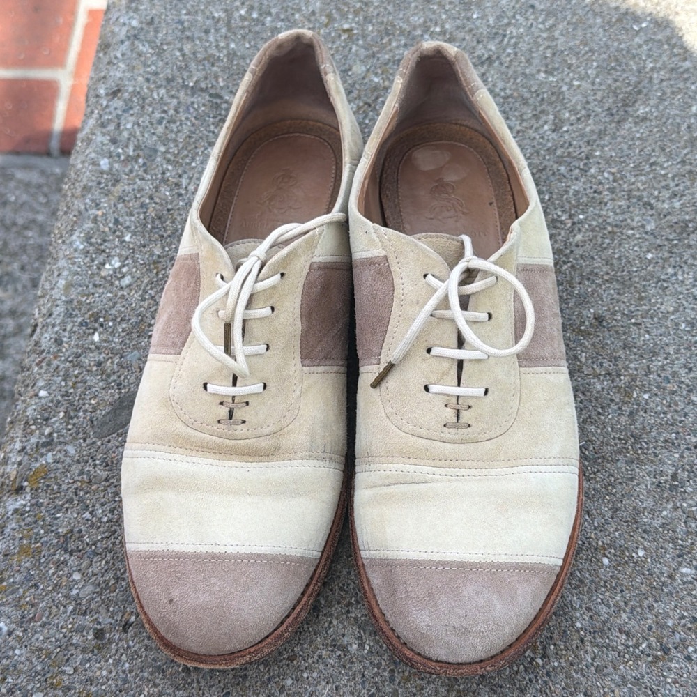The Office of Angela Scott Suede Oxford Womens 40 Cream Block Lace Up